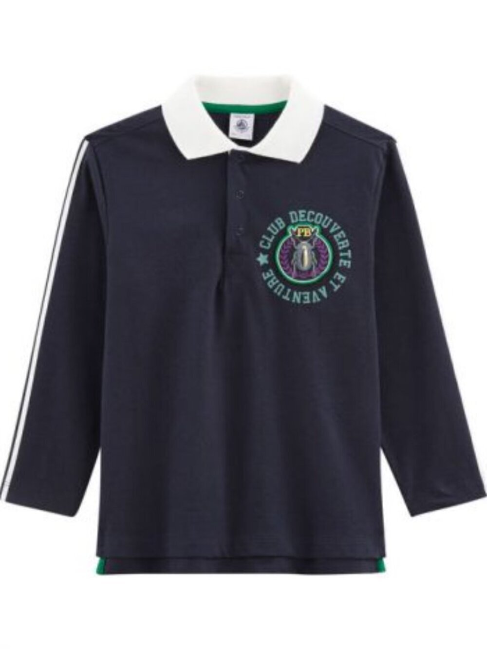 Boys' PETIT BATEAU Navy Blue Cotton Pique Jersey Knit Polo T-Shirt, Size 10